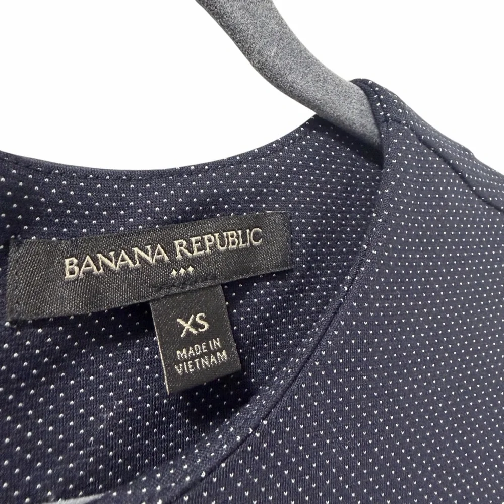 Banana Republic Navy Blue Micro Polka Dot Sleeveless Sheath Dress - Size XS